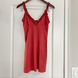 Forever 21 Orange Mini Dress Vneck Ruffle Trim Size S